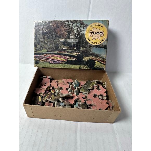 Vintage tuco miniature jigsaw puzzle “garden by the river” - Picture 2 of 6